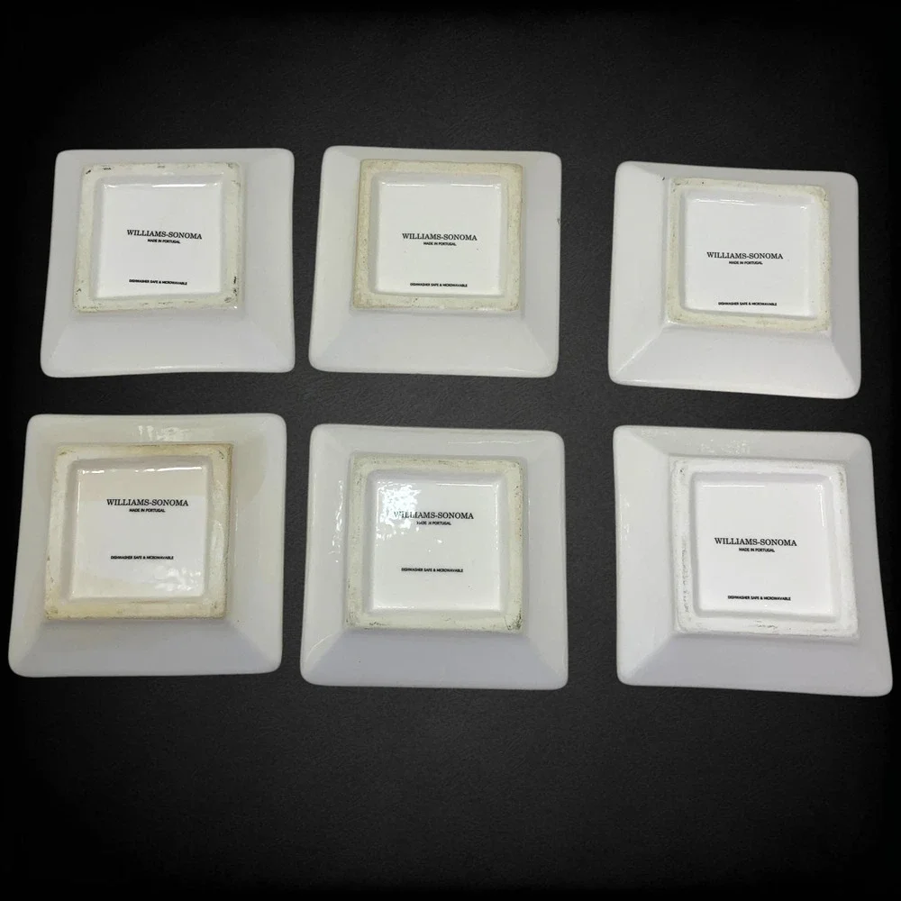 Lot 6 x Williams Sonoma Olive Script Oil Dipping Plates Square 4